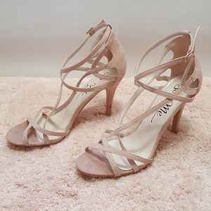 So Me Blush Pink strappy leather heels